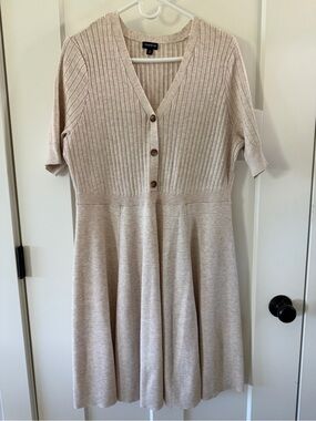 Torrid Cream Ribbed Knit Fit-and-Flare Dress Size 2x